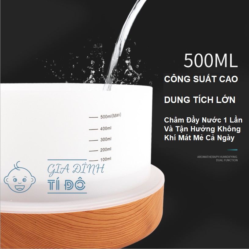 Máy Khuếch Tán Tinh Dầu Sử Dụng Công Nghệ Khuếch Tán Siêu Âm Có Remote Điều Khiển Từ Xa Dung Tích 500Ml Có Đèn Led 7 Màu