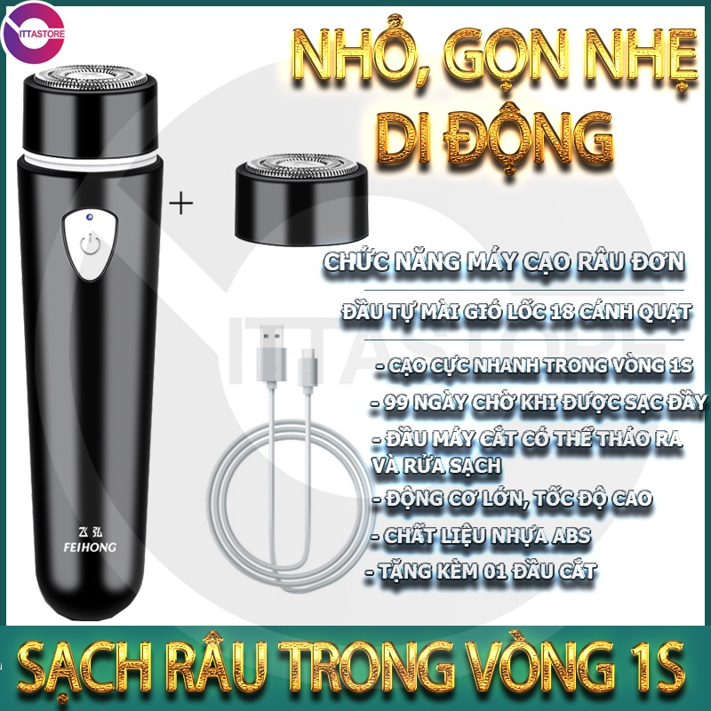 Máy cạo râu Mini FEIHONG đa năng nhỏ gọn, lưỡi kép, tiết kiệm pin sạc điện USB, cạo lông mặt vùng kín dành cho Nam Nữ M9