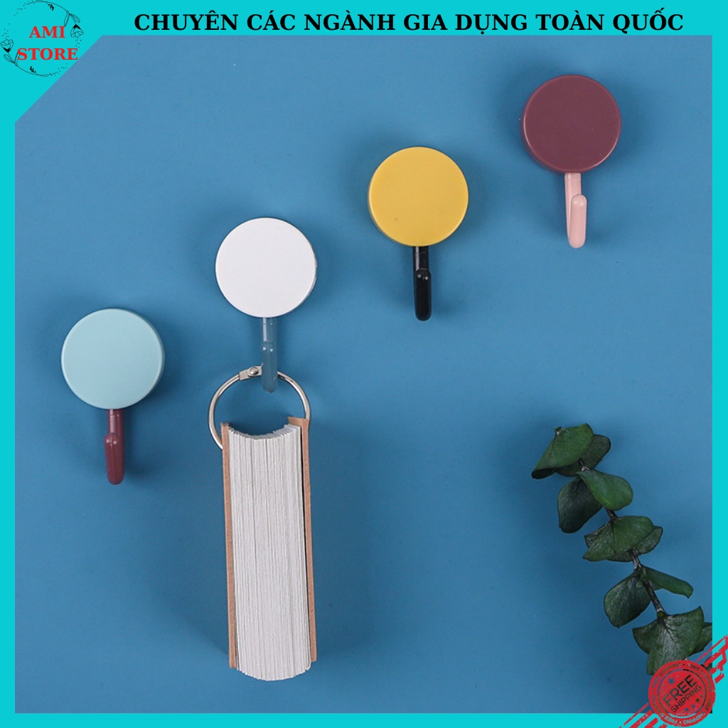 Móc nhựa tròn dán tường treo đồ nhẹ đa năng đồ dùng gia đình