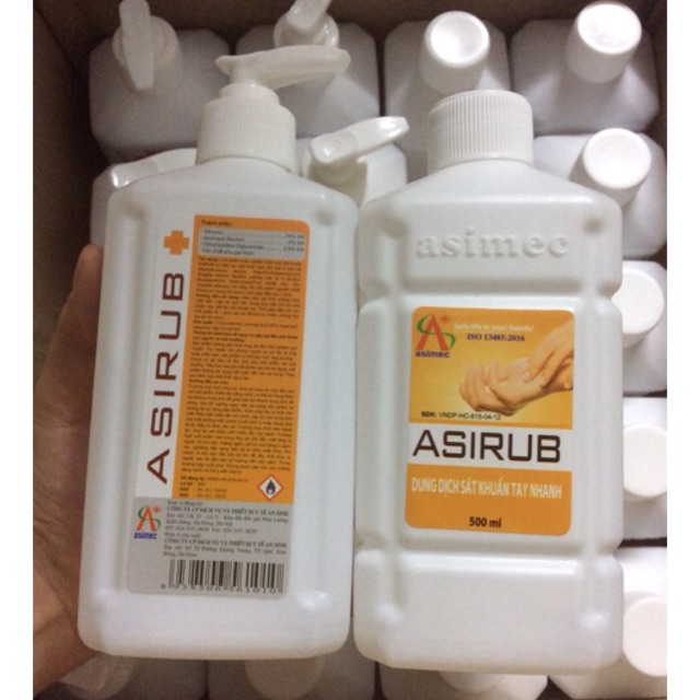 NƯỚC RỬA TAY KHÔ SÁT KHUẨN ASIRUB 500ML (CHAI KHÔNG VÒI TẶNG KÈM CHAI XỊT PHUN SƯƠNG 50ml) | BigBuy360 - bigbuy360.vn