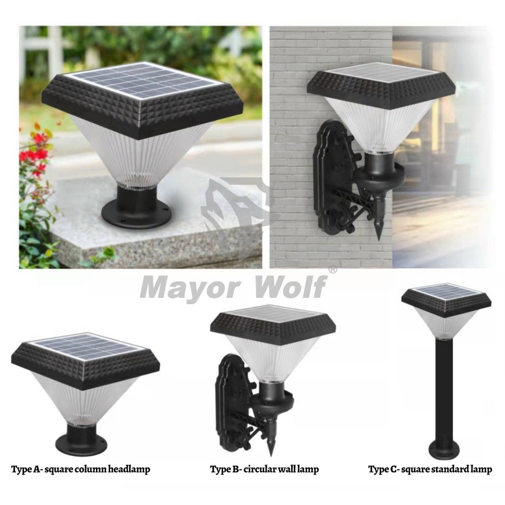 ĐÈN TRANG TRÍ NĂNG LƯỢNG MẶT TRỜI BẮT TƯỜNG TRỤ VUÔNG KIM CƯƠNG 60W MAYO WOLF - PIN 5000MAH - BH CHÍNHHÃNG 1 NĂM.