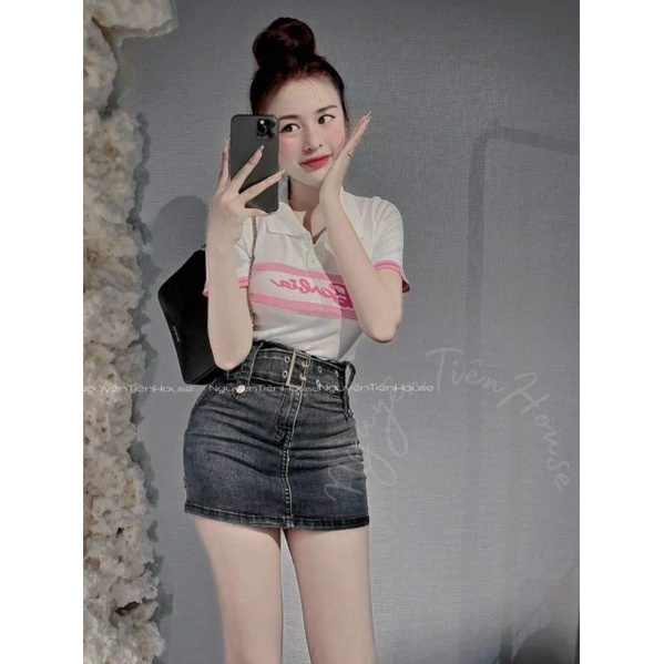 Áo len chữ barbie cổ bẻ hàng QC
