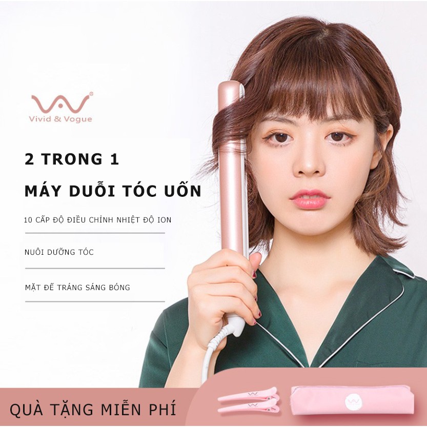 Máy Kẹp Thẳng Tóc Mức Chỉnh Nhiệt VIVID & VOGUE Công Dụng Kép Của Tóc Thẳng Và Máy Uốn Tóc