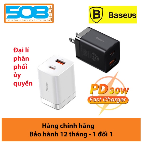 Củ Sạc 30W Baseus Super Si Pro sạc nhanh 2 cổng Type C + USB, Hỗ Trợ PD3.0, QC3.0, nhỏ gọn, chân gập