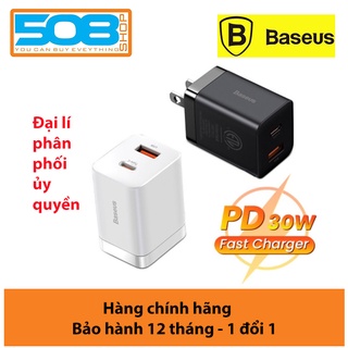 Củ sạc 30w baseus super si pro sạc nhanh 2 cổng type c + usb, hỗ trợ pd3.0, qc3.0, nhỏ gọn, chân gập