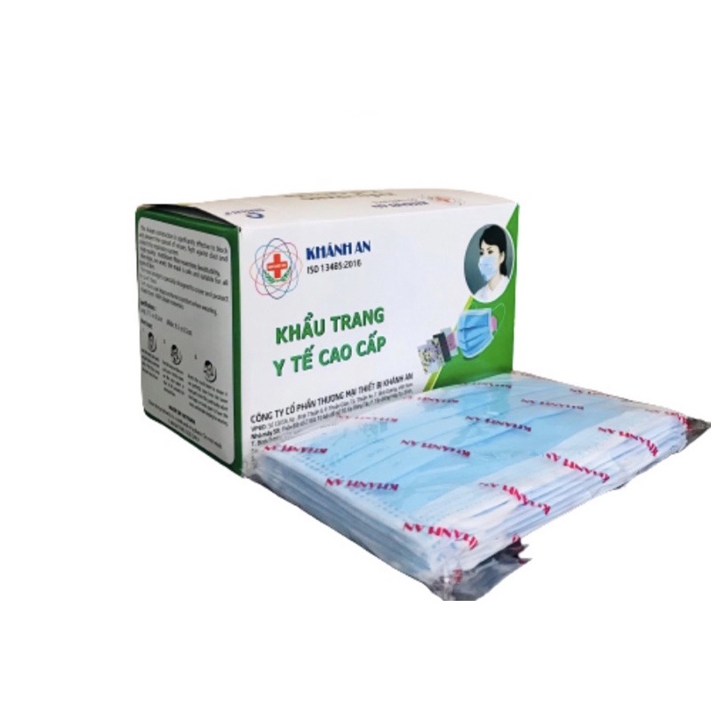Khẩu trang y tế cao cấp 4 lớp Khánh An hộp 50 cái.