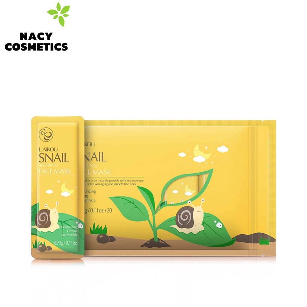 Mặt Nạ Ngủ Laikou Tinh Chất Ốc Sên Dưỡng Ẩm Kiểm Soát Dầu Chăm Sóc Mặt 3g x 20 gói