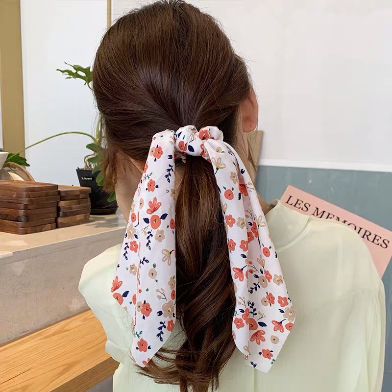 Dây buộc tóc ribbon scrunchies hoa