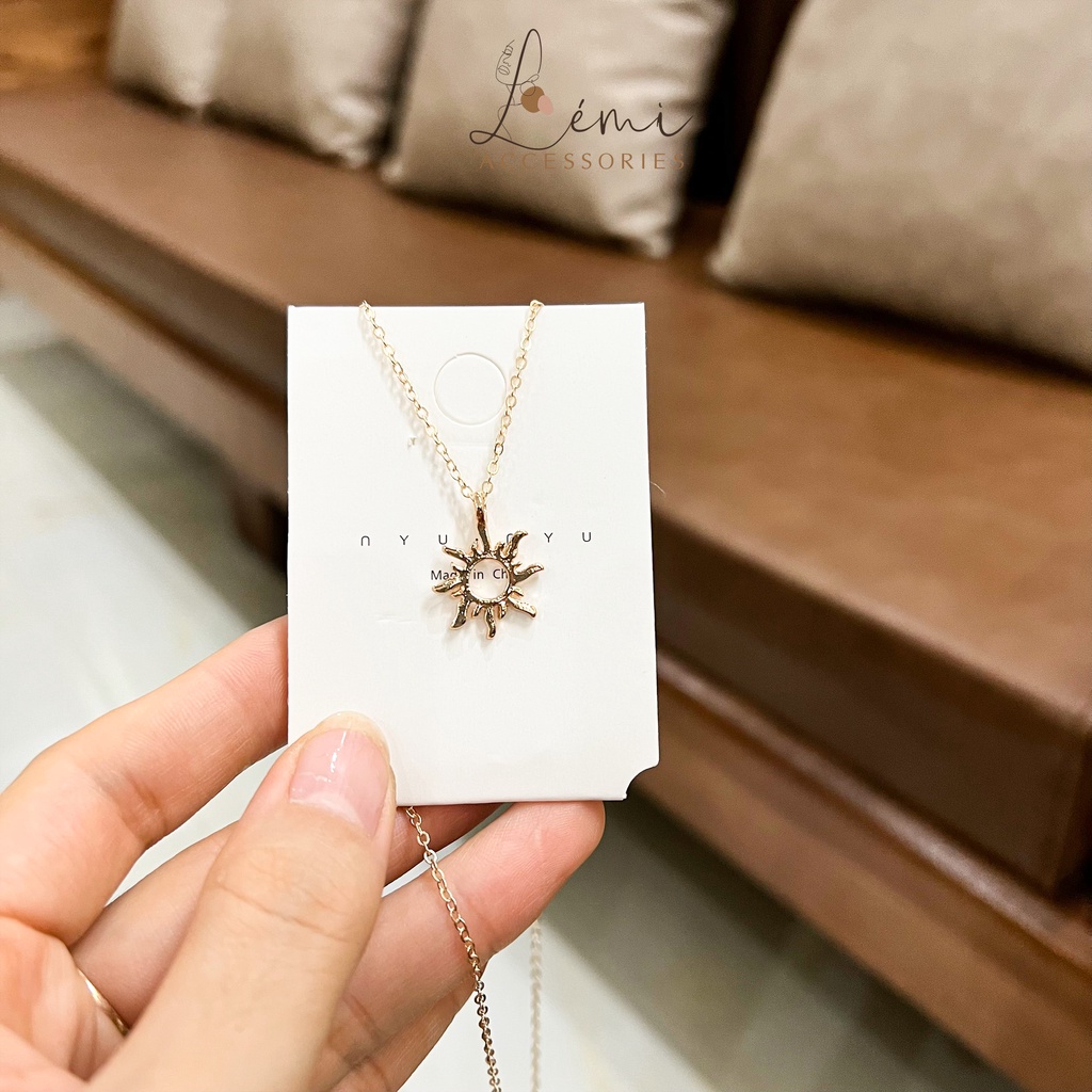 Dây chuyền nữ mặt trời đơn giản cá tính cho các nàng dễ phối đồ thời trang Hàn Quốc Lemi accessories