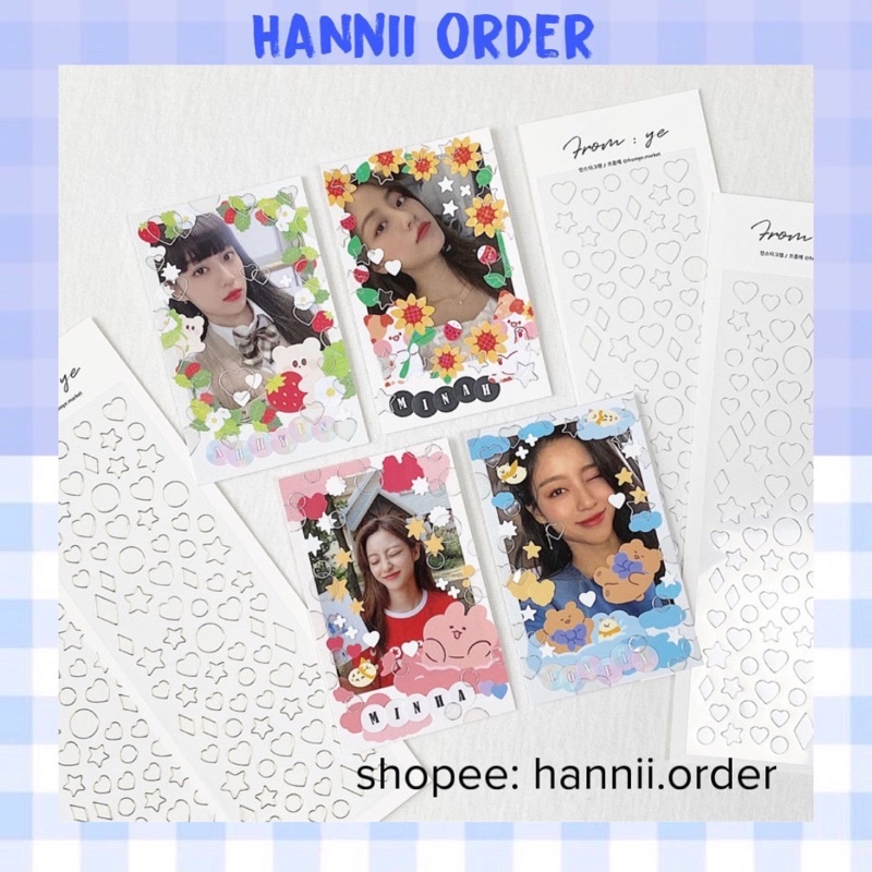 Sticker Decor Top Sổ Viền Bạc Ngôi Sao Trái Tim