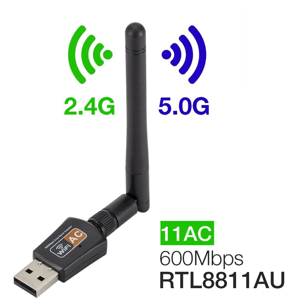 Bộ chuyển đổi mạng USB WiFi không dây 600 Mbps Dual băng tần 2.4 / 5Ghz w / Anten 802.11AC