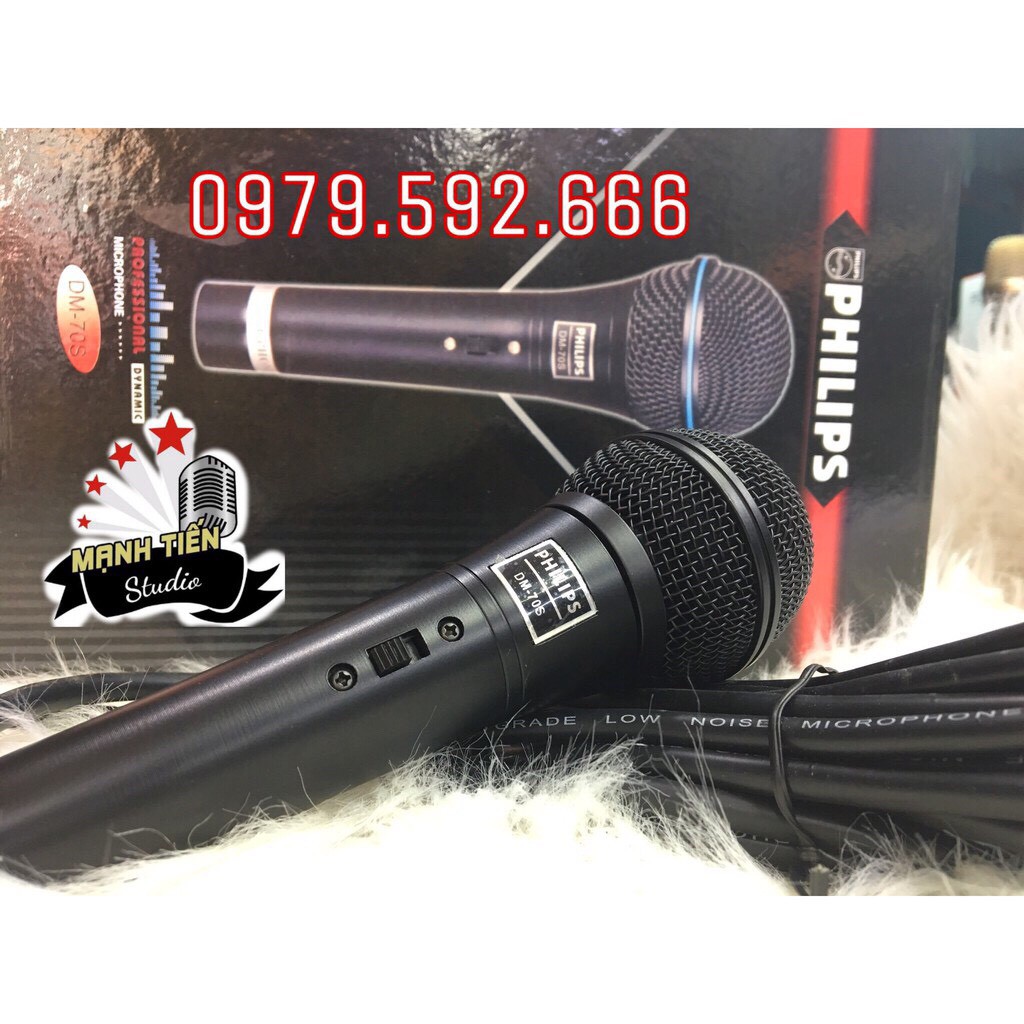 [GIÁ TỐT] Micro Karaoke có dây Philips DM-70S sơn tĩnh điện hát karaoke gia đình, tiệc tùng, âm thanh sân khấu