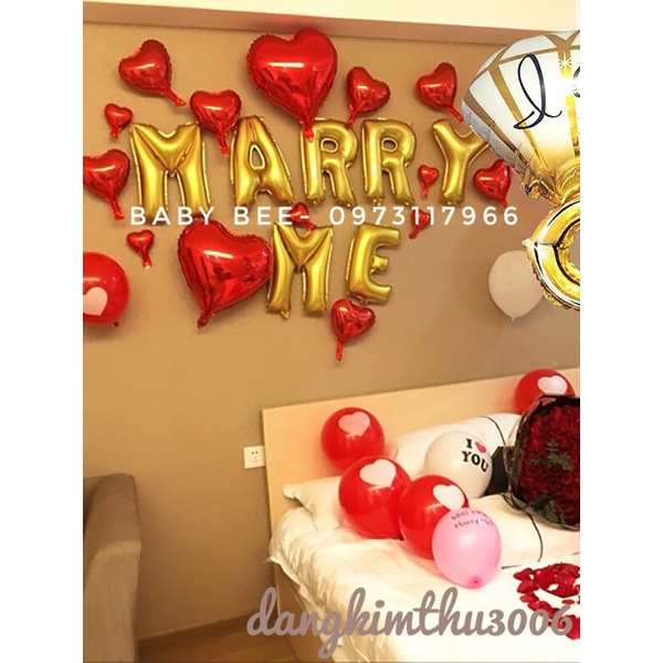 Set Bóng Trang Trí Tỏ Tình, Cầu Hôn, MARRY ME Siêu Lãng Mạn