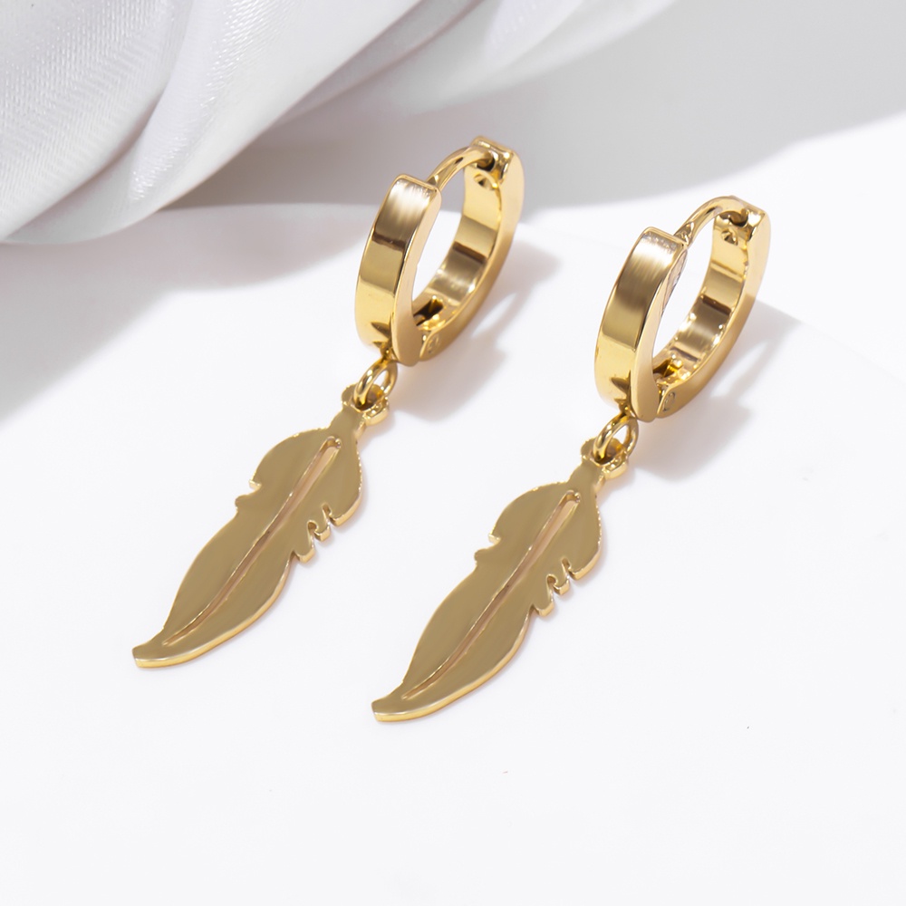 Bông Tai Thời Trang Hình Thánh Giá/Trái Tim Bằng Thép Titan Vàng 18K Cho Nữ
