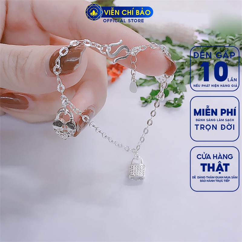 Lắc tay bạc nữ hình ổ khóa new chất liệu bạc S925 thời trang phụ kiện trang sức nữ Viễn Chí Bảo L400058