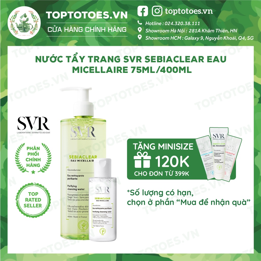 Nước tẩy trang cho da dầu mụn SVR Sebiaclear Eau Micellaire 75ML/ 400ML [NHẬP KHẨU CHÍNH HÃNG 100%]