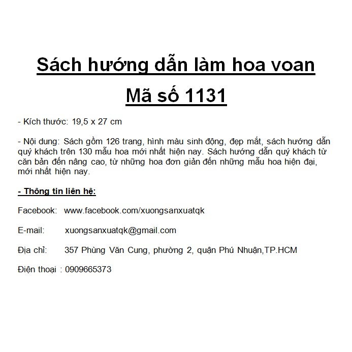 Nghệ thuật làm hoa voan - Mã số 1131