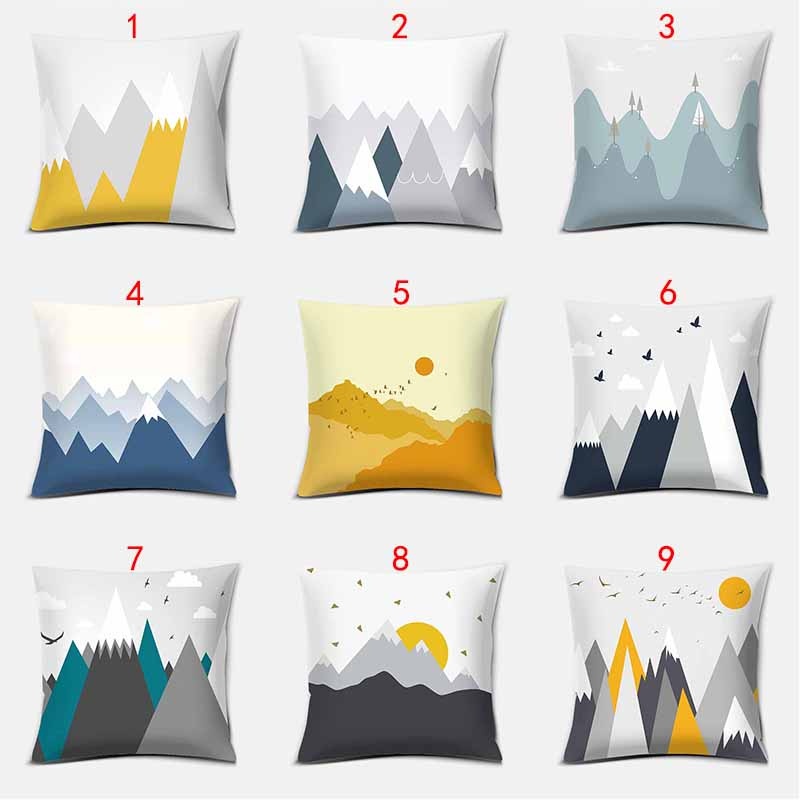 Vỏ Gối Vuông In Hình Phong Cảnh Núi Non 45cm X 45cm