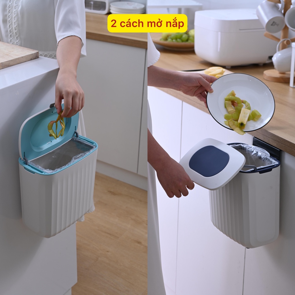 Thùng rác thông minh treo tủ bếp, thùng rác treo tường nhà vệ sinh inox 304 cao cấp tinh tế sang trọng ASSEL