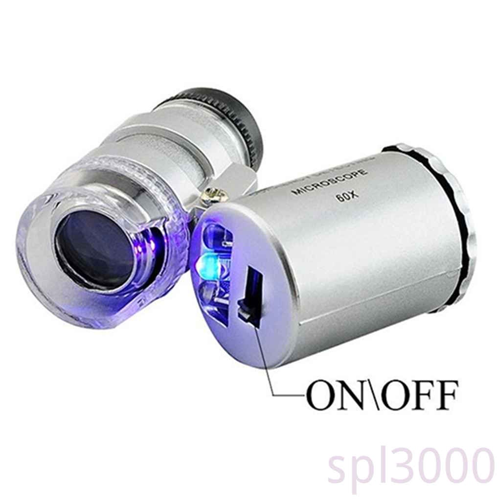 Kính hiển vi mini cầm tay phóng đại 60 lần có đèn LED tiện lợi
