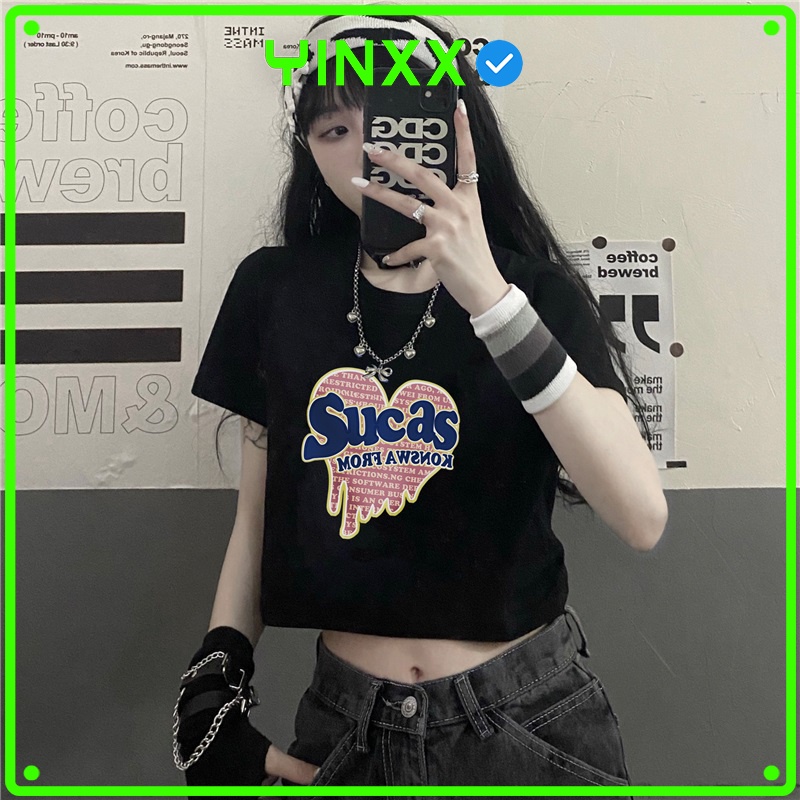 Áo thun croptop form rộng Yinxx, croptop chất liệu cotton phong cách ulzzang CRT08