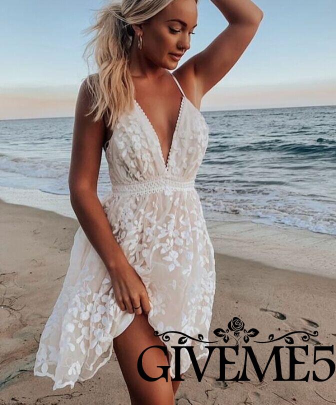 Đầm Nữ Phối Ren Cổ Chữ V Thời Trang Quyến Rũ