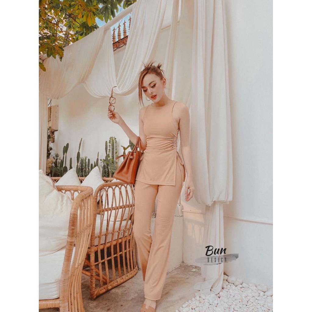 SET COTTON RÚT 2 BÊN VẠT CHÉO QUẦN ỐNG BÁT♥️GIẢM 100K