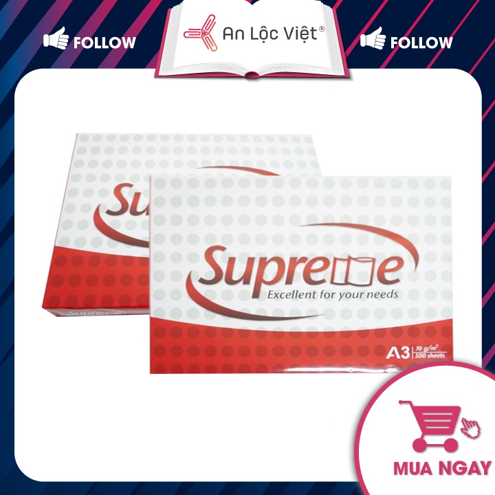 Giấy in khổ A3 Supreme 70gsm chính hãng - 500 tờ