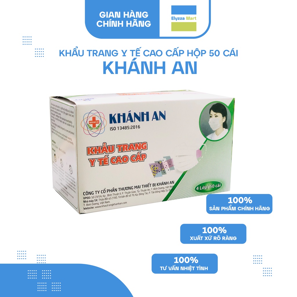 KHẨU TRANG Y TẾ CAO CẤP 4 LỚP KHÁNH AN HỘP 50 CHIẾC