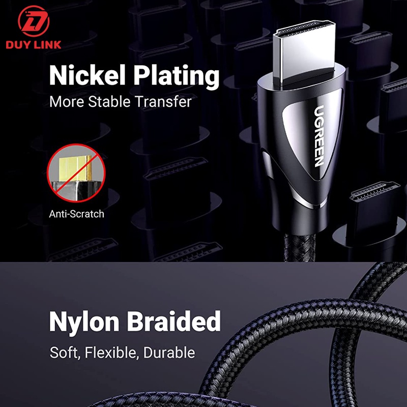 Cáp HDMI 2.1 hỗ trợ 8K@60Hz dài 1m đến 5m chính hãng Ugreen 80401 80402 80403 80404 80405