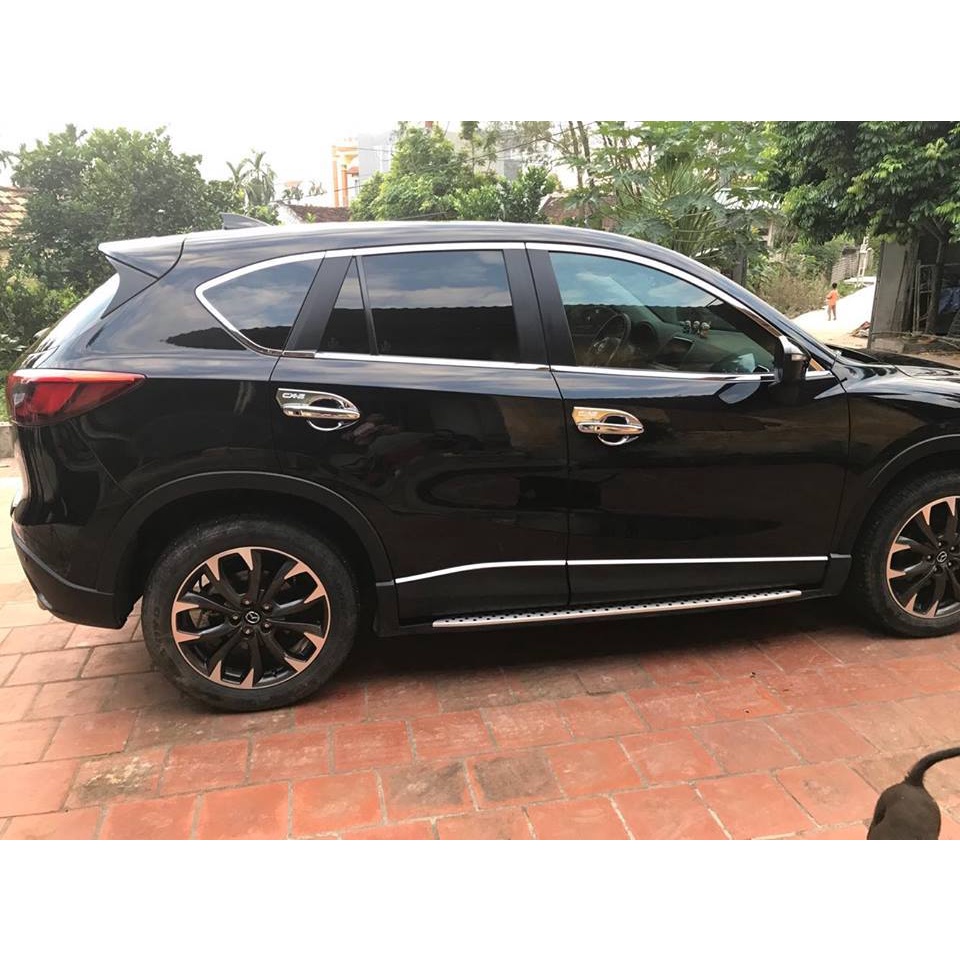 Bộ ốp Nẹp viền cong kính + chân kính  Inox xe Mazda Cx5 các đời 2014 đến 2017