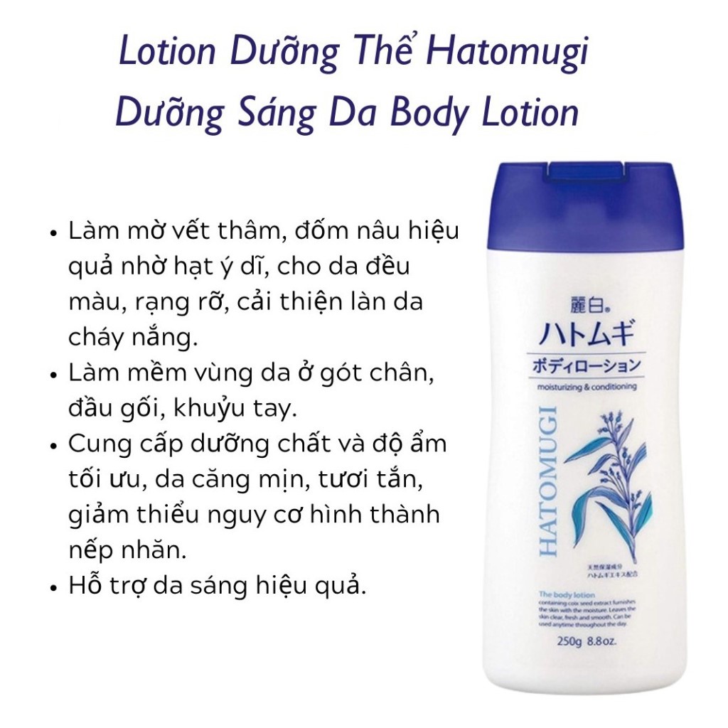 Sữa Dưỡng Thể Hatomugi Moisturizing & Conditioning Body Lotion cấp ẩm, dịu da, sáng da 250g