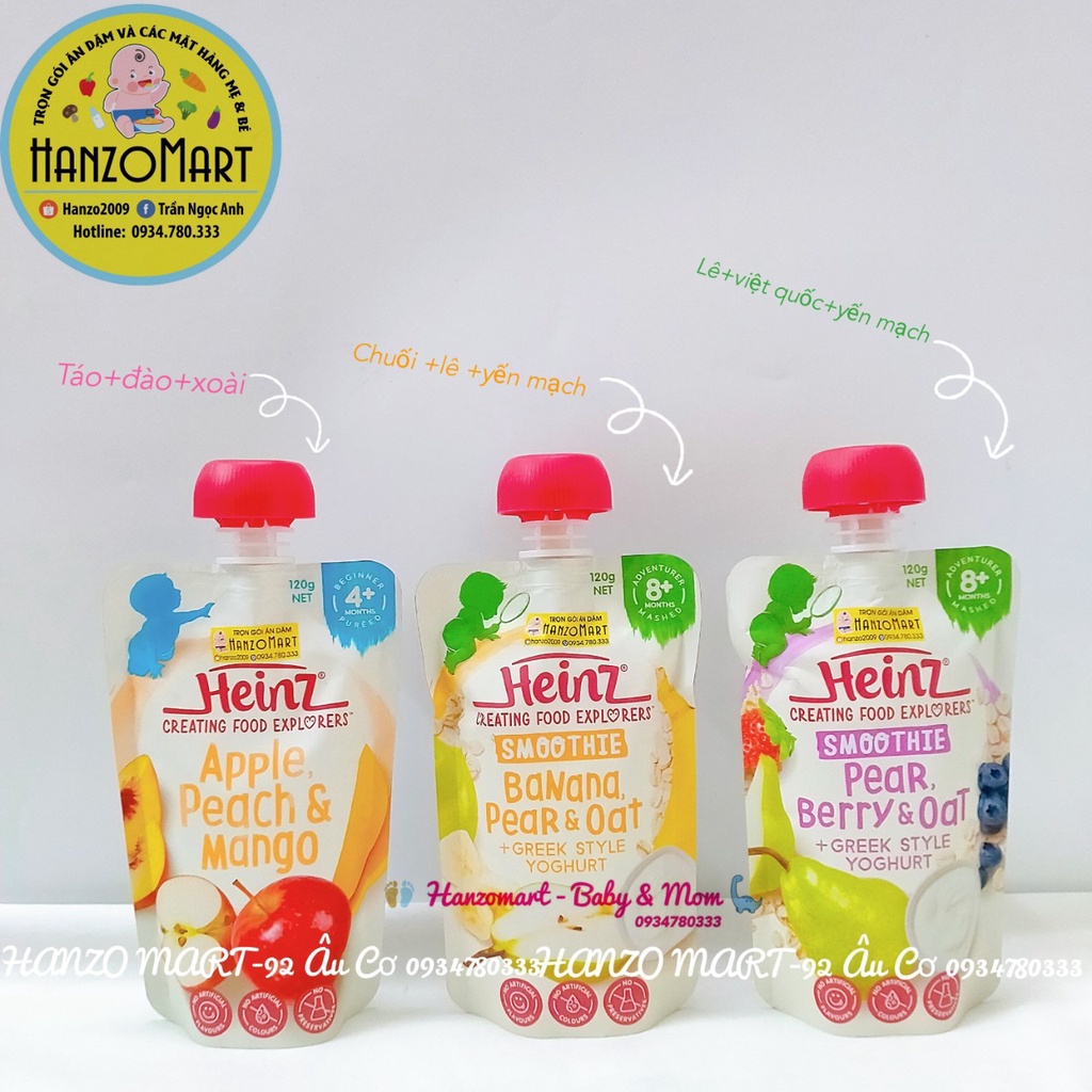 Váng sữa hoa quả / trái cây nghiền HEINZ - Úc bé từ 6m+ 10/2021