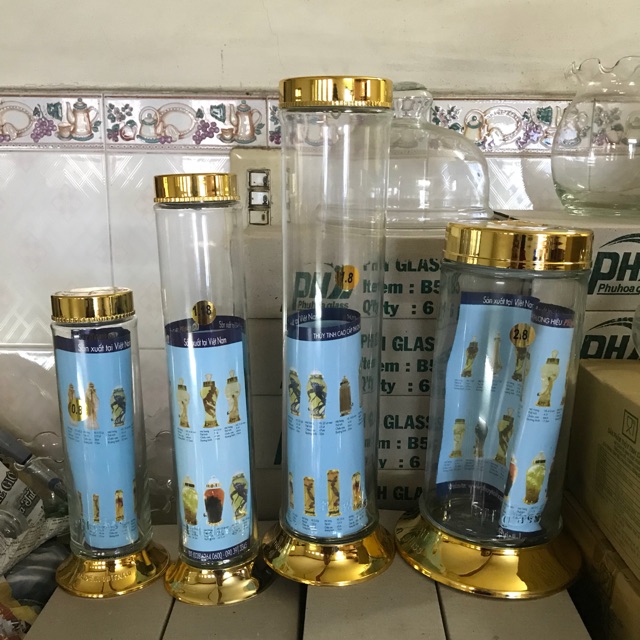 Set 4 bình ngâm sâm, linh chi, đựng nước trưng bày