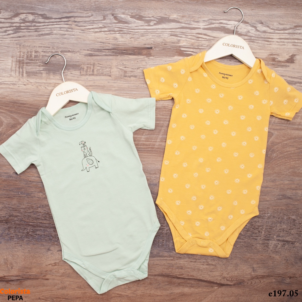 Set 2 chiếc áo body chip cộc tay COLORISTA chất liệu 100% cotton mềm mại cho bé yêu