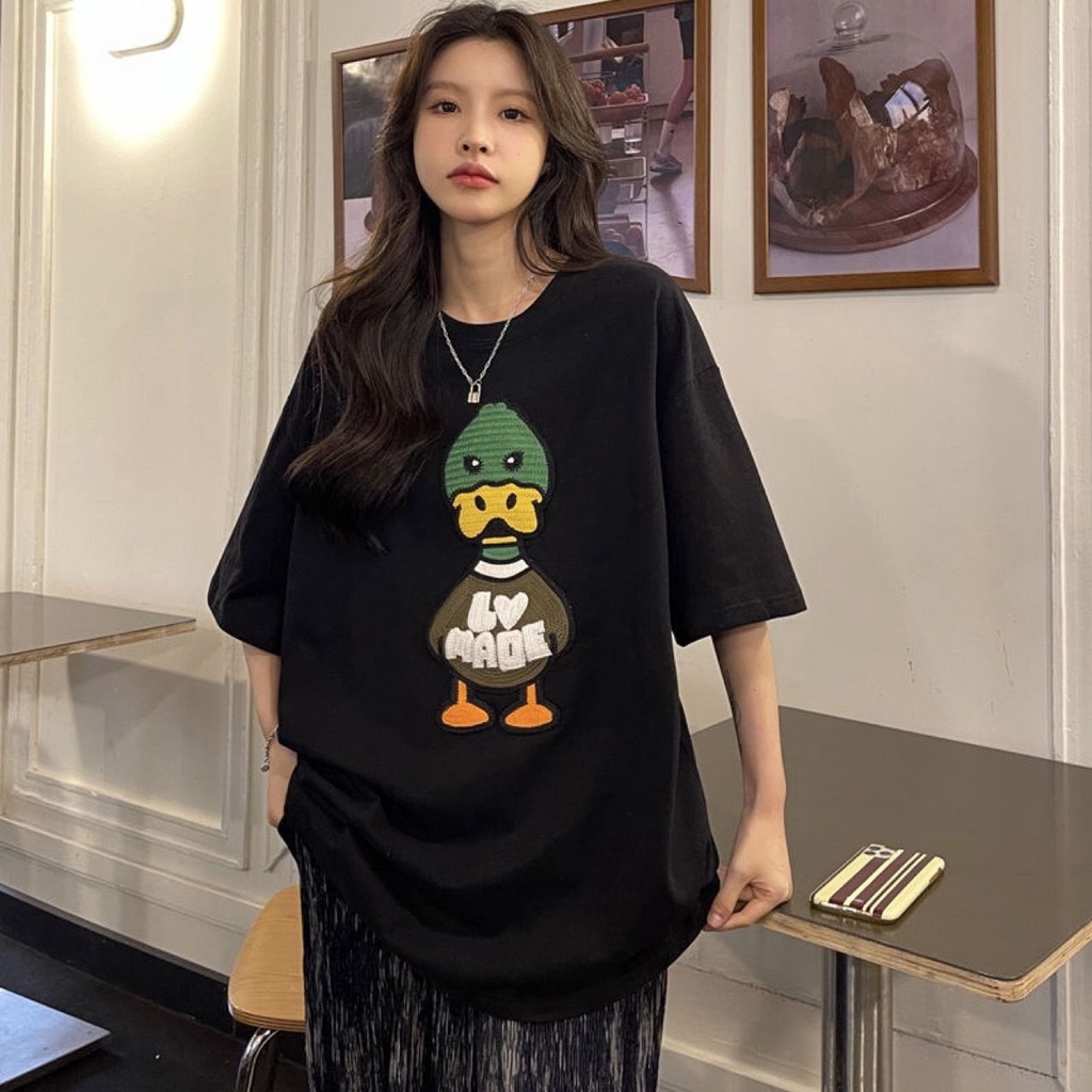 Áo Thun Cotton Ngắn Tay Thêu Họa Tiết Vịt Nhiều Màu Sang Trọng Thời Trang Mùa Hè 2022 Cho Nam Và Nữ