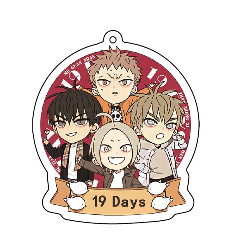 Móc treo chìa khóa 2 mặt in hình hoạt hình 19 Days bằng acrylic dễ thương