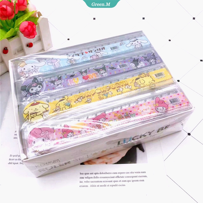 Thước Nhựa Acrylic Trong Suốt Chống Vỡ 15cm Hình Sanrio Cinnamoroll Hello Kitty Kuromi