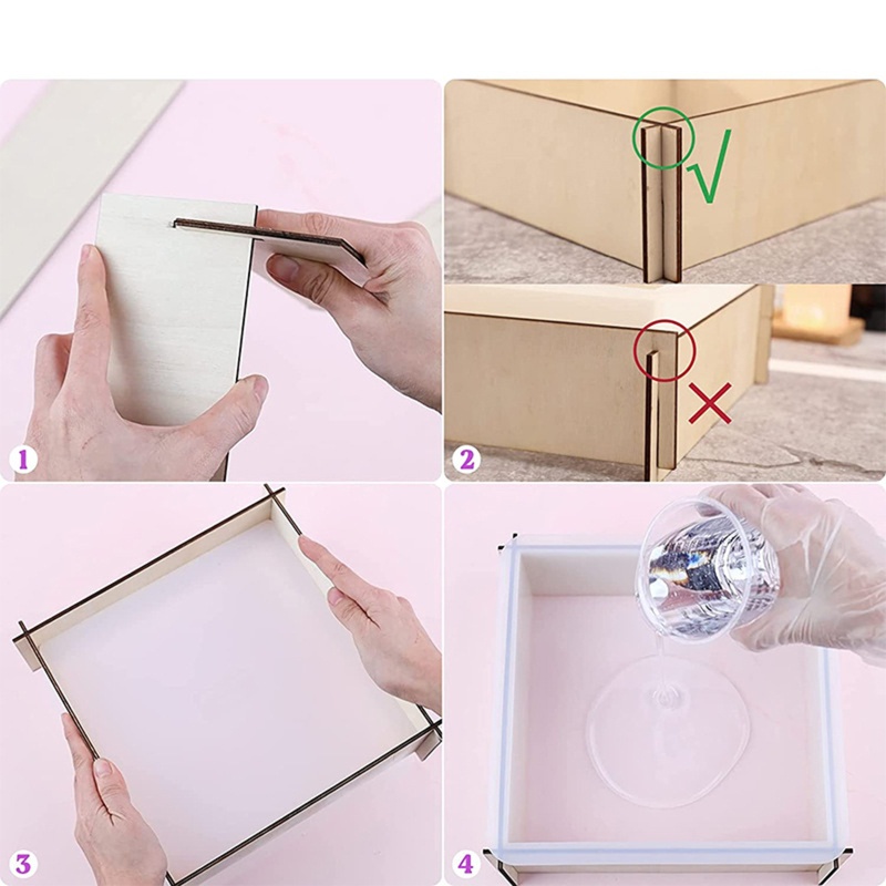 Sa Set 6 Khuôn Silicon Làm Hoa Hình Lục Giác / Vuông / Trái Tim / Hình Học Để Bàn Trang Trí