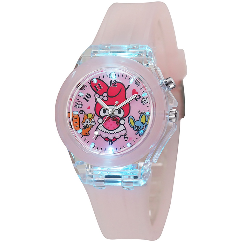 Đồng Hồ Đeo Tay Kuromi Cinnamoroll Có Đèn LED Phát Sáng Họa Tiết Hoạt Hình Dành Cho Nữ