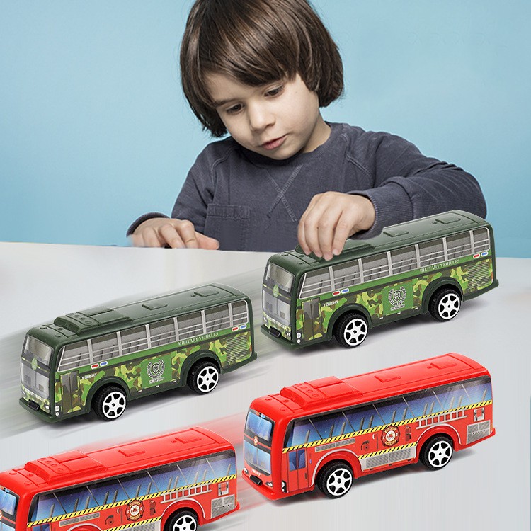 Đồ chơi mô hình xe bus kéo thả quán tính chất liệu nhựa an toàn cho bé XMH02