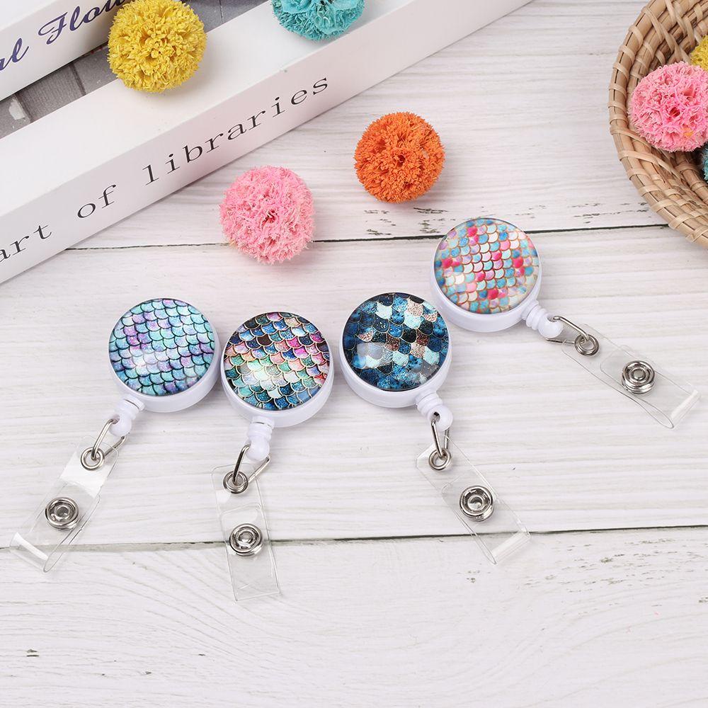 YOLA 1 Kẹp Giữ Thẻ Tên Họa Tiết Vảy Cá Thời Trang Chất Lượng Cao