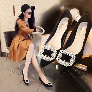 G245 Giày cao gót nữ trang trí hạt đế 5cm/7cm
