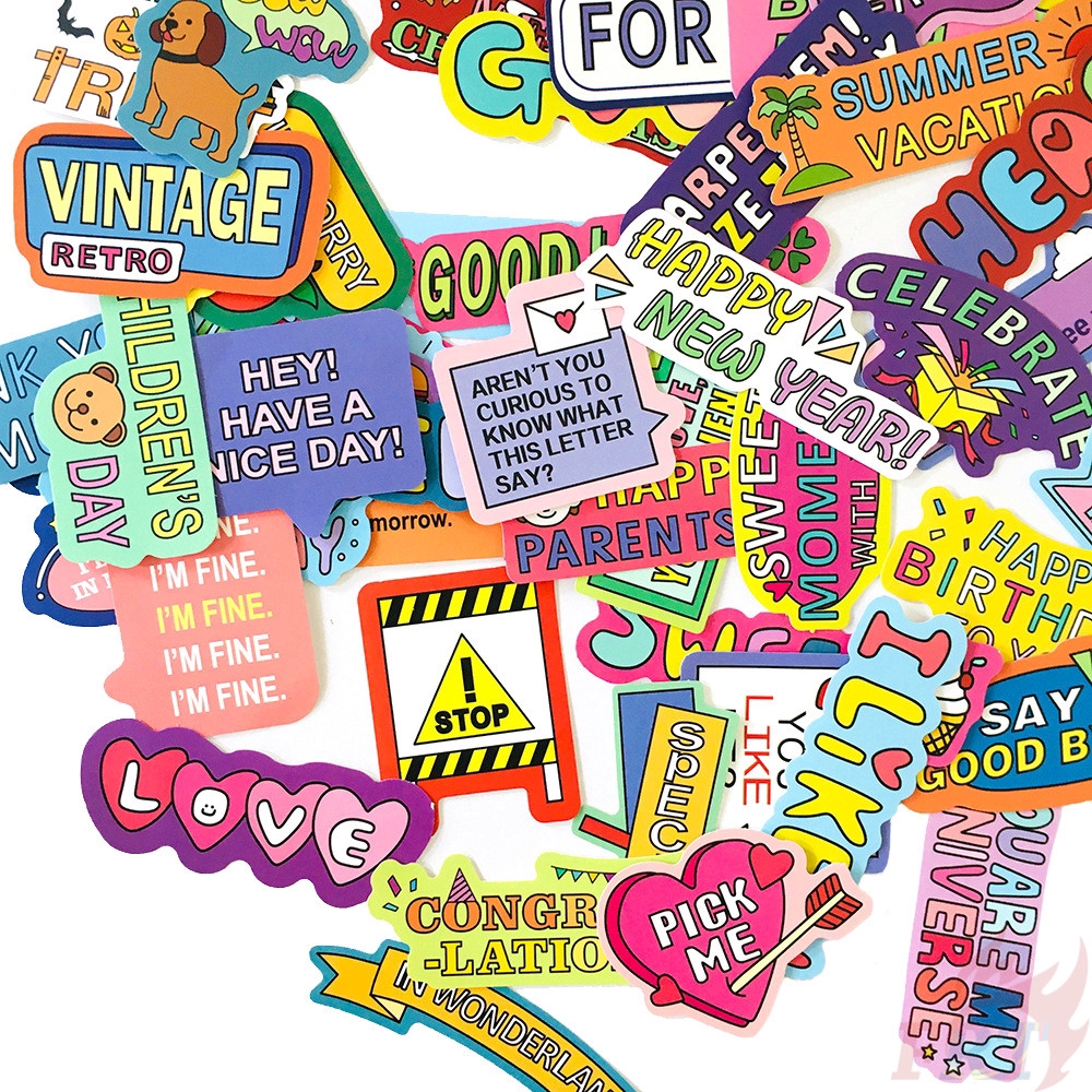 50Pcs/Set ❉ VSCO：Colorful Healing English Word Letters - Series 01 Stickers ❉ DIY Mixed Fashion Doodle Decals Stickers