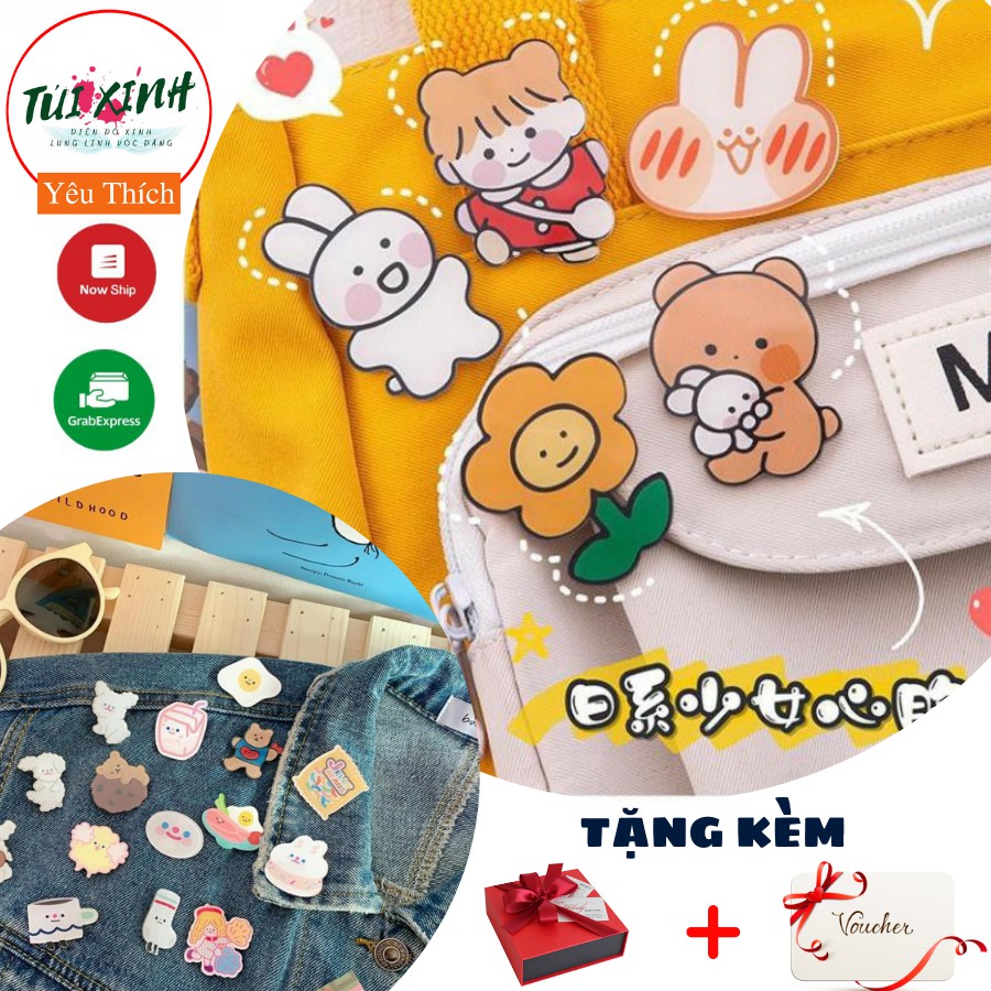 💕Sticker  balo, cặp, túi đeo dễ thương - Huy hiệu gấu thỏ dán - PK009💕