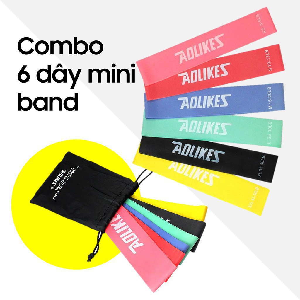 Dây kháng lực tập gym mini band, miniband Aolikes tập mông, chân, đùi, đai thun đàn hồi kháng lực tập gym tại nhà