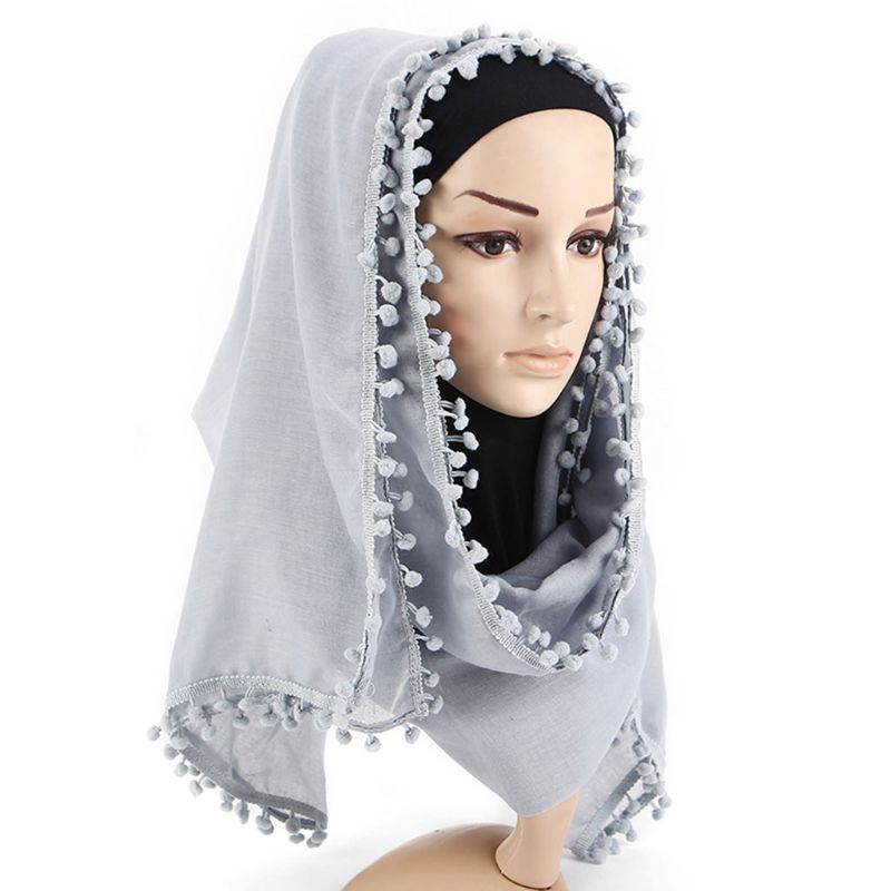 Khăn Choàng Cổ Bằng Vải Lanh Cotton Màu Trơn Tua Rua Kích Thước 180x80cm Dành Cho Nữ