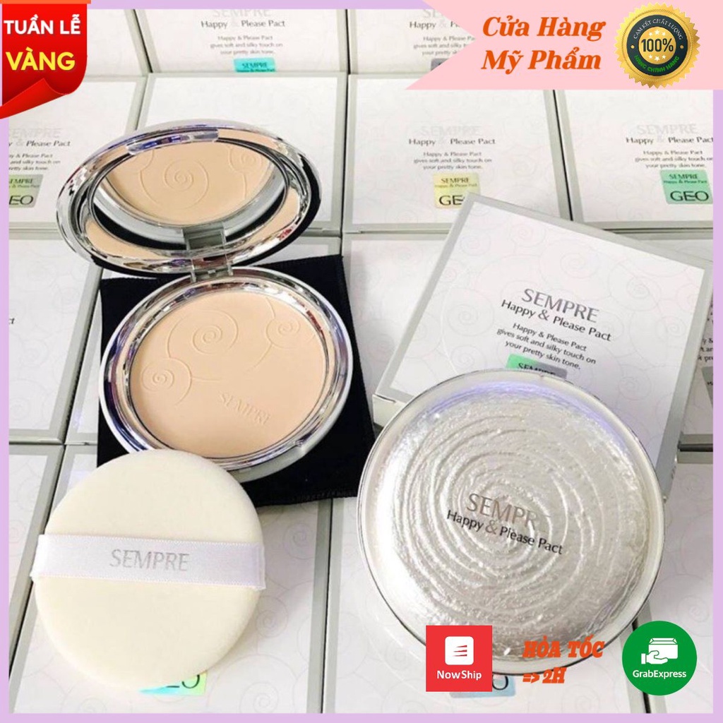 Phấn Phủ Geo trắng Sempre Happy &amp; Please Pact siêu mịn (22g)