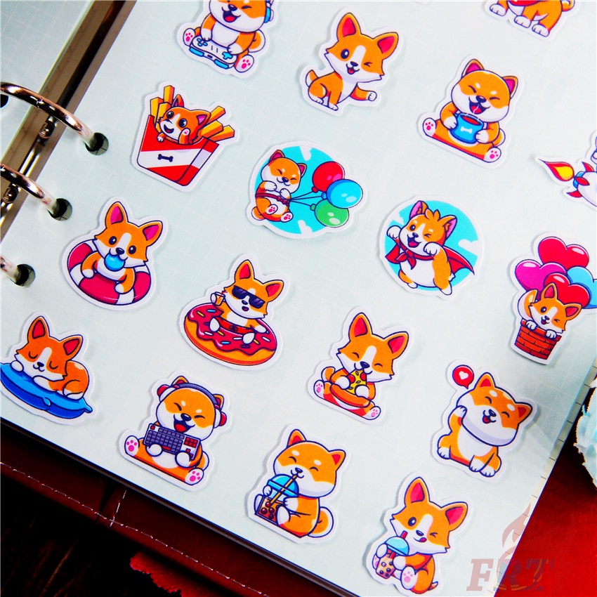 ★★★ Q Shiba Inu &amp; Corgi Q-1 Funny Life Mini Diary Manual Stickers ★★★ 48Pcs/Set Pets Dogs DIY Fashion Scrapbooks Album Decor Decals Stickers