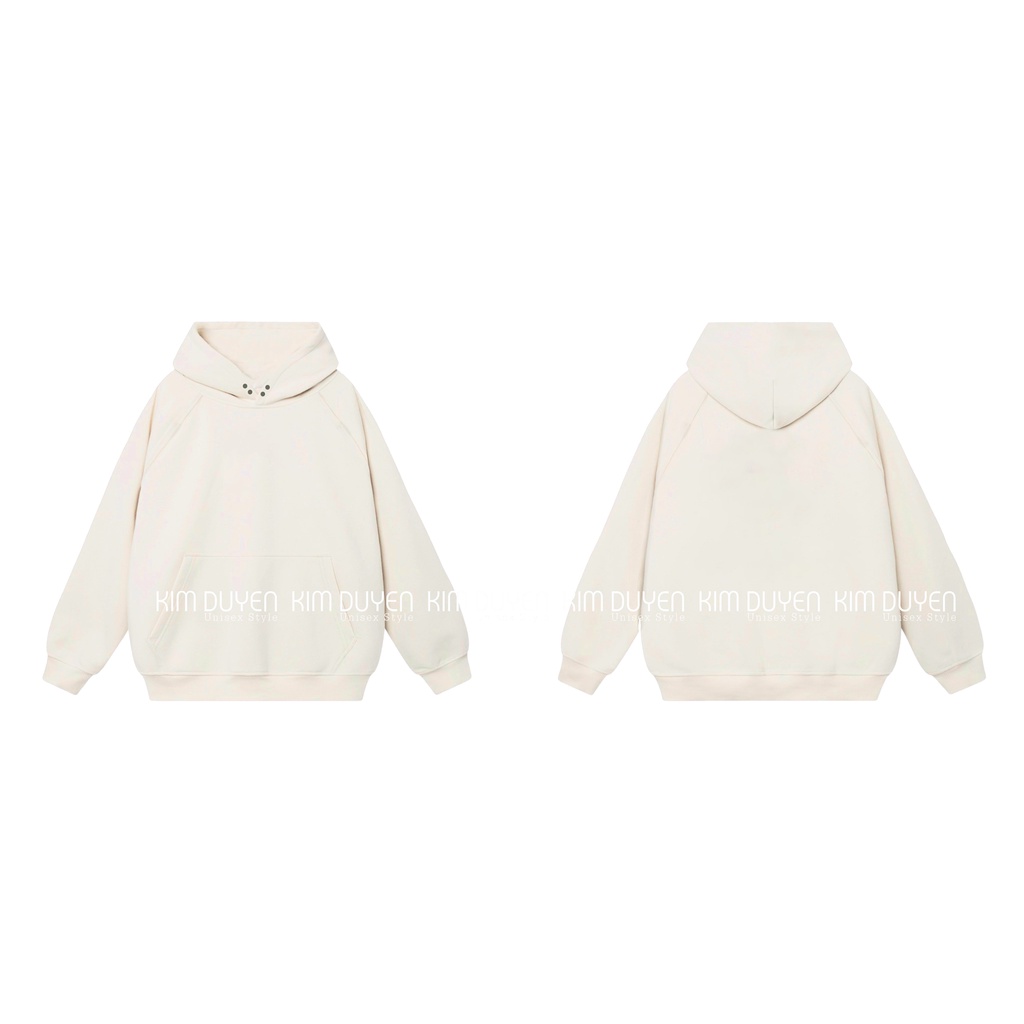 Áo Hoodie Nút Bấm Trơn Áo Hoodie Nỉ Ngoại Dày Dặn Tay Bồng Form Rộng Unisex